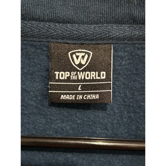 Top Of The World Navy Quarter-Zip Pullover Sweatshirt Large Embroidered N Logo B - Picture 5 of 9